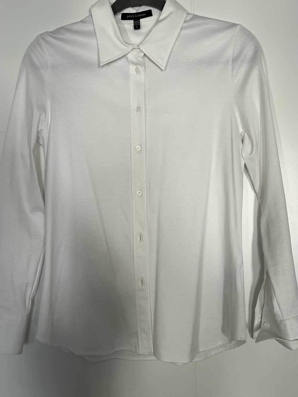 White Long-Sleeve Cotton Button Down Shirt